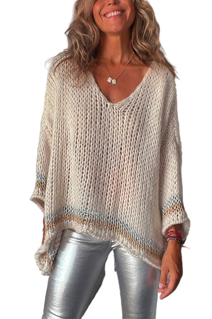 Women's V-neck Long Sleeve Sweater Casual