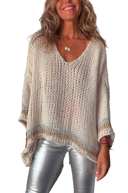 Women's V-neck Long Sleeve Sweater Casual