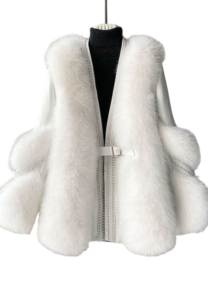 Women's V-neck Winter Jacket with Patchwork