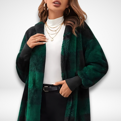 Women's Waterproof Cardigan with Checkered Pattern