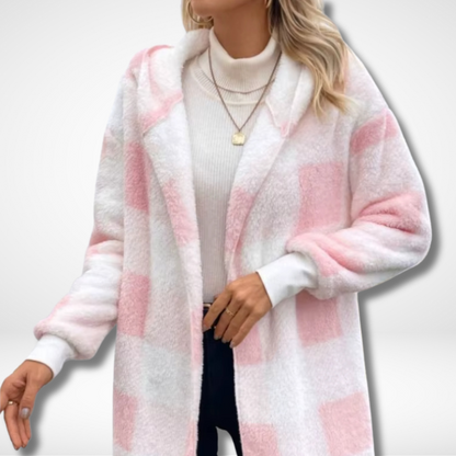 Women's Waterproof Cardigan with Checkered Pattern