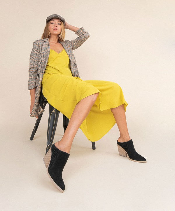 Women's Wedge Mule Chunky Heel Open Back