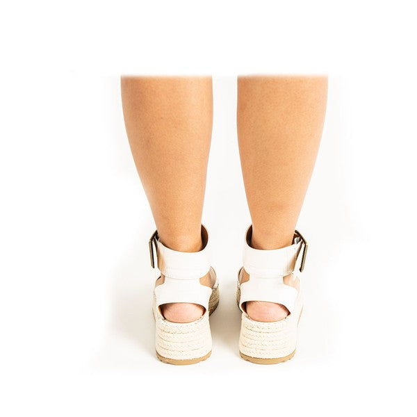 Women's Wedge Sandals with Ankle Strap White