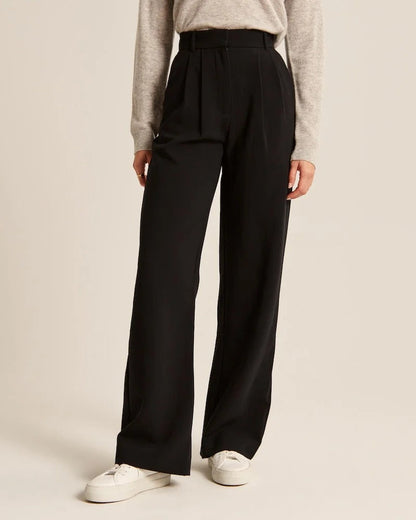 Women's Wide Flared Trousers Waisted Polyester