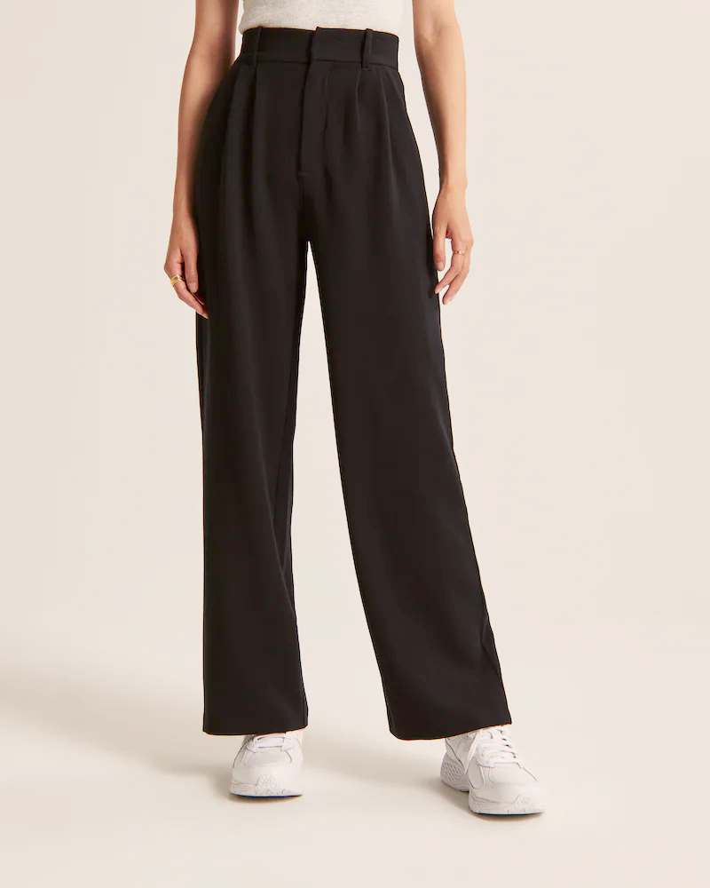 Women's Wide Flared Trousers Waisted Polyester