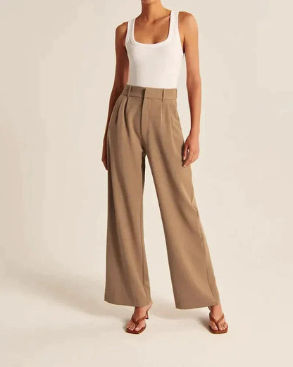 Women's Wide Flared Trousers Waisted Polyester