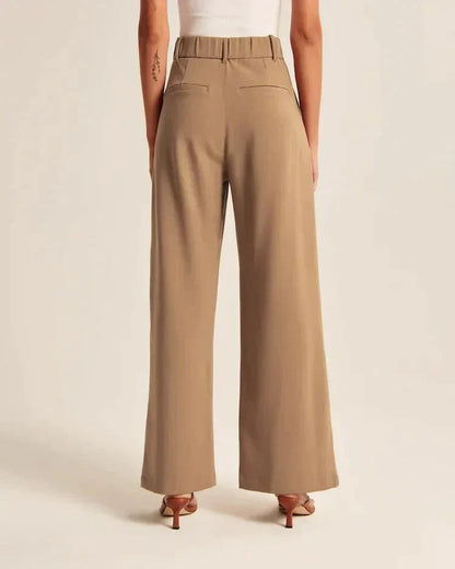 Women's Wide Flared Trousers Waisted Polyester