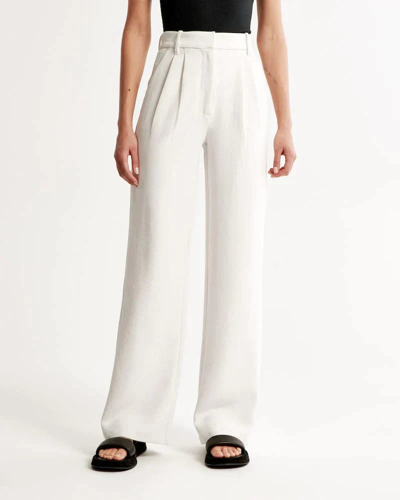 Women's Wide Flared Trousers Waisted Polyester