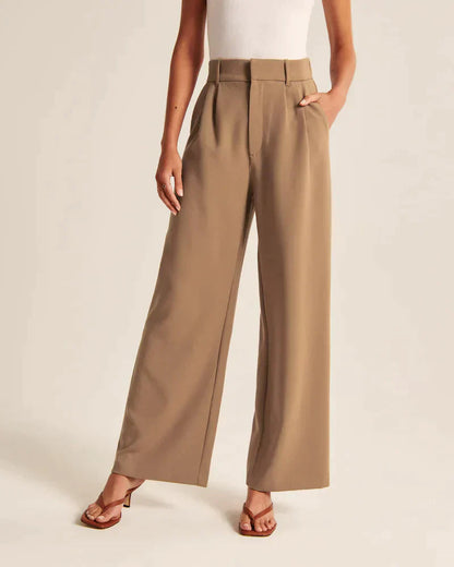 Women's Wide Flared Trousers Waisted Polyester