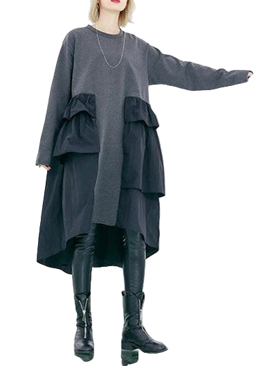 Women's Wide Dress with Patchwork Design