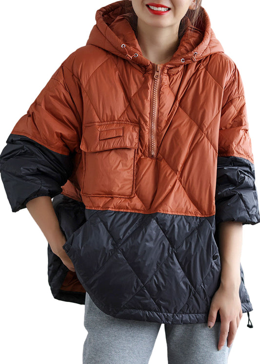 Women's Winter Down Jacket with Hood in Boho Style