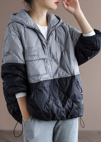 Women's Winter Down Jacket with Hood in Boho Style