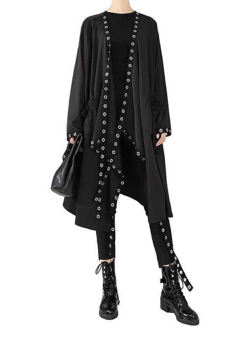 Women's Winter Coat Cape-Style Plain Black