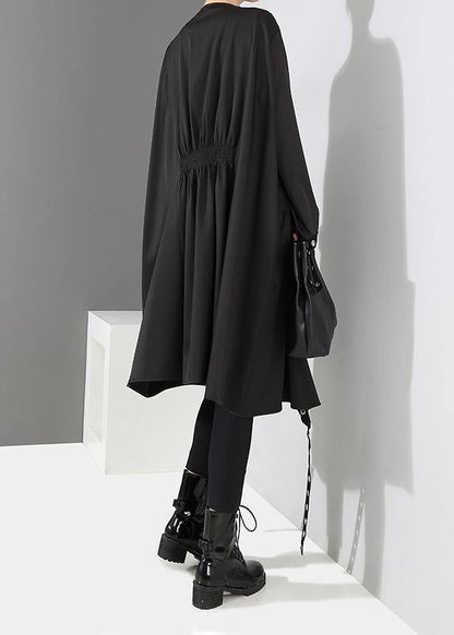 Women's Winter Coat Cape-Style Plain Black