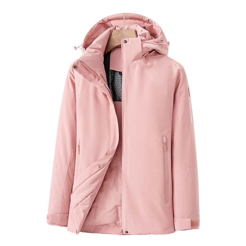 Women's Winter Jacket Quilted with Detachable Hood