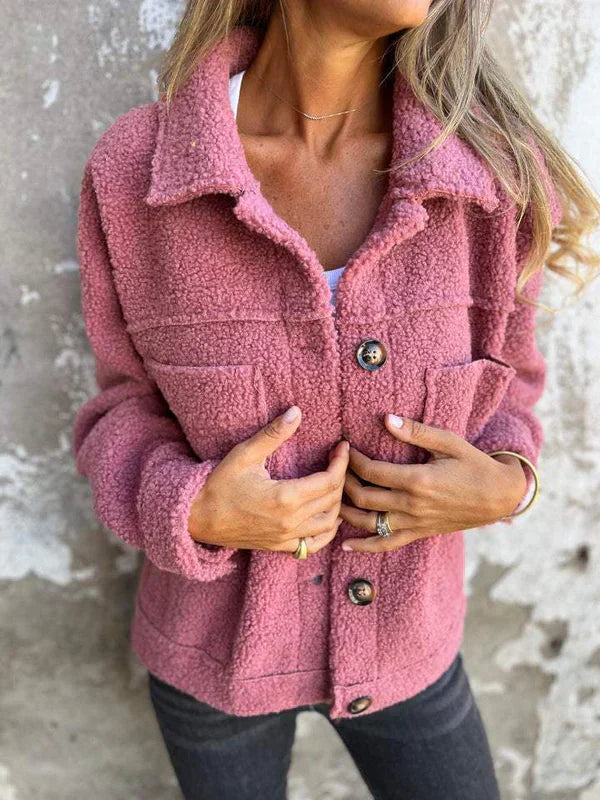 Women's Winter Coat With Button Closure And Oversized Pockets
