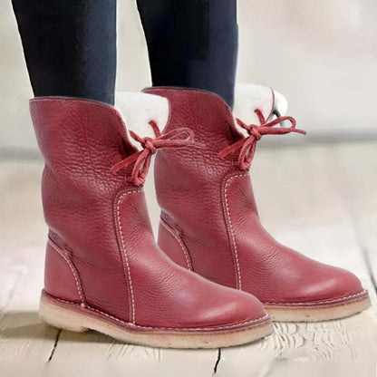 Women's Winter Boots Waterproof Leather Style with Soft Lining and Sturdy Sole