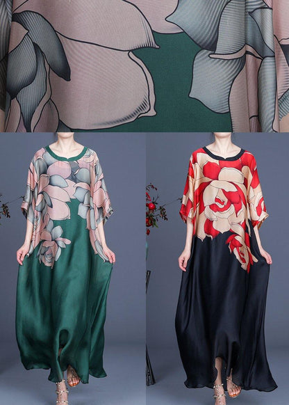 Women's Summer Dress Plus Size with O-Neck and Print in Chiffon