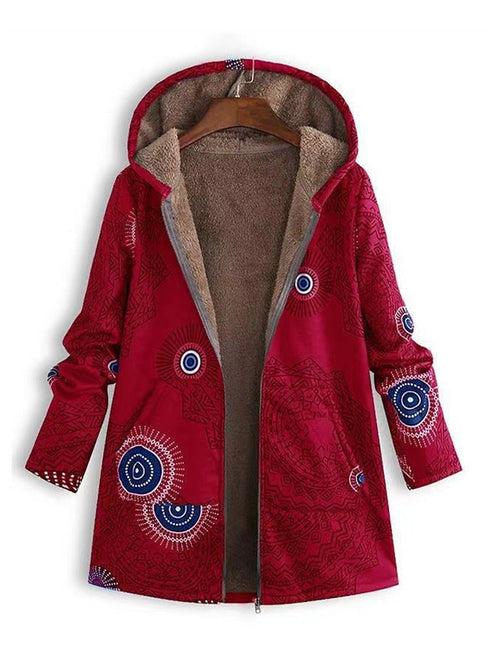 Women's hooded jacket with geometric patterns