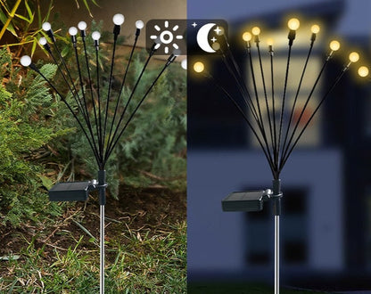 Dancing solar-powered fireflies for outdoors