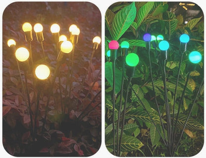 Dancing solar-powered fireflies for outdoors