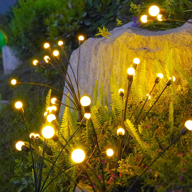 Dancing solar-powered fireflies for outdoors