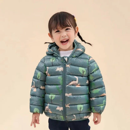 Dinosaur print children's hooded jacket