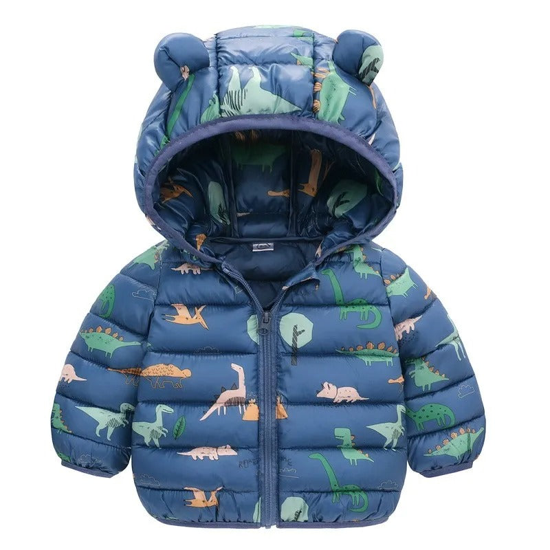 Dinosaur print children's hooded jacket