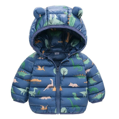 Dinosaur print children's hooded jacket