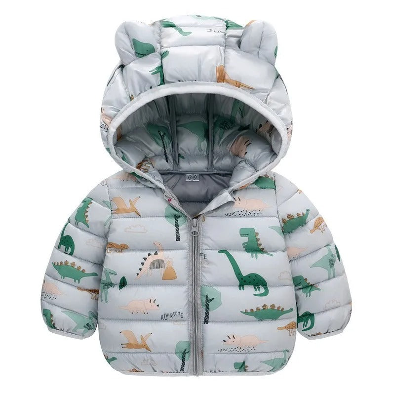 Dinosaur print children's hooded jacket