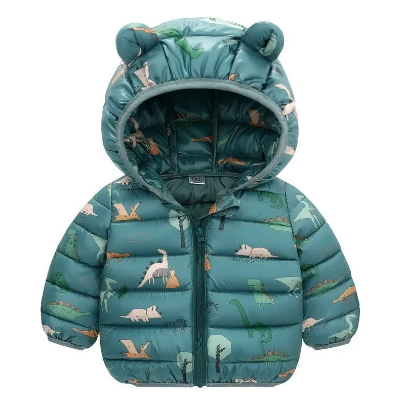 Dinosaur print children's hooded jacket