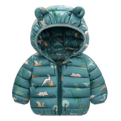 Dinosaur print children's hooded jacket
