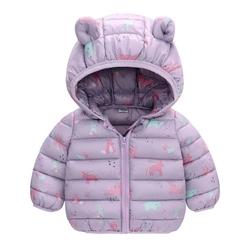 Dinosaur print children's hooded jacket