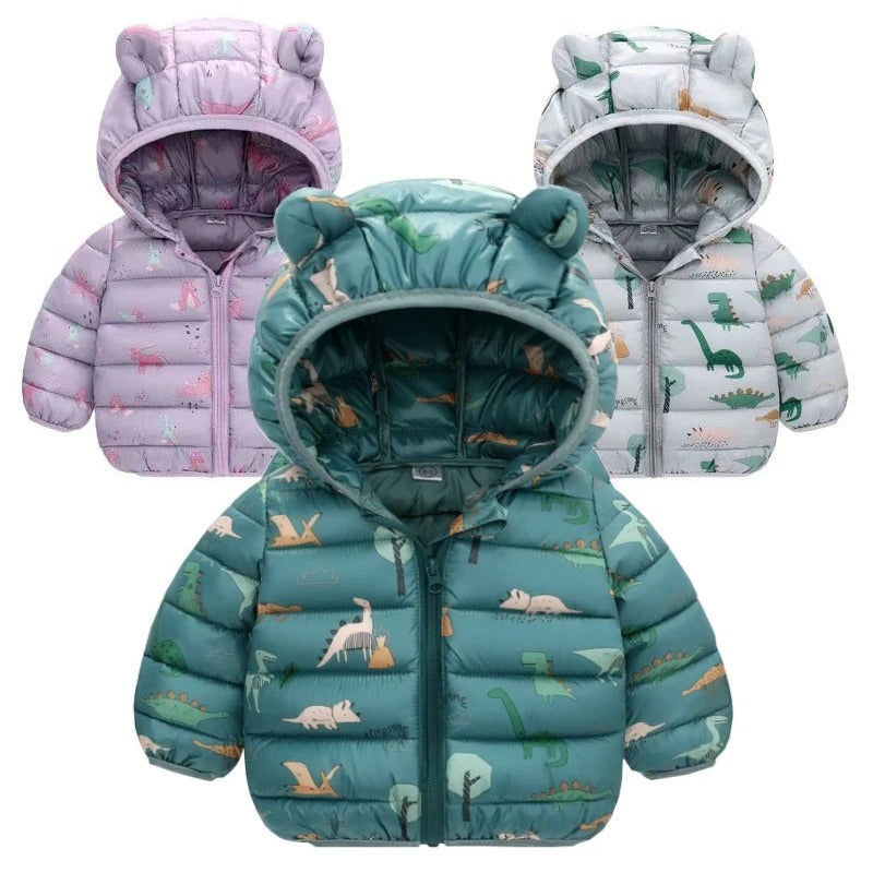 Dinosaur print children's hooded jacket