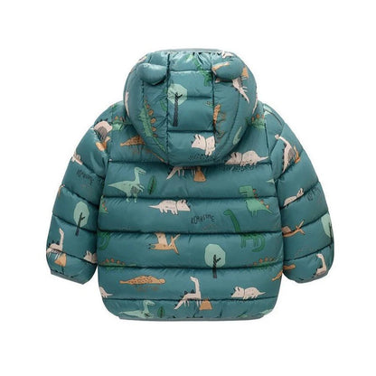 Dinosaur print children's hooded jacket