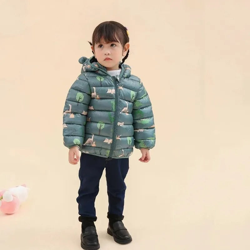 Dinosaur print children's hooded jacket