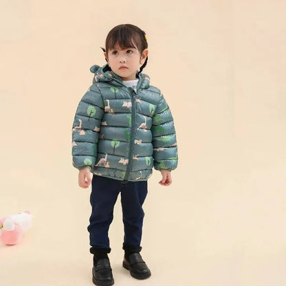 Dinosaur print children's hooded jacket