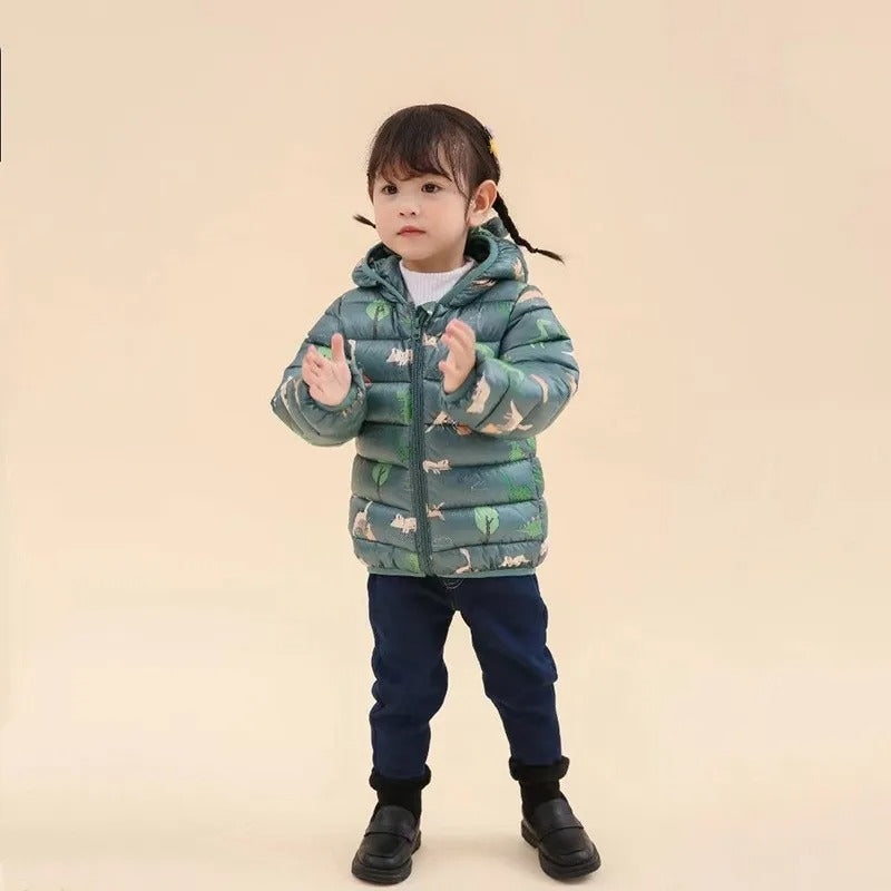 Dinosaur print children's hooded jacket