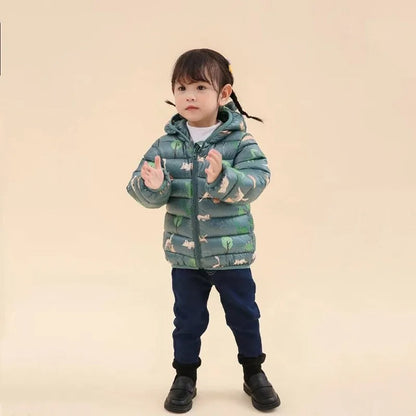 Dinosaur print children's hooded jacket
