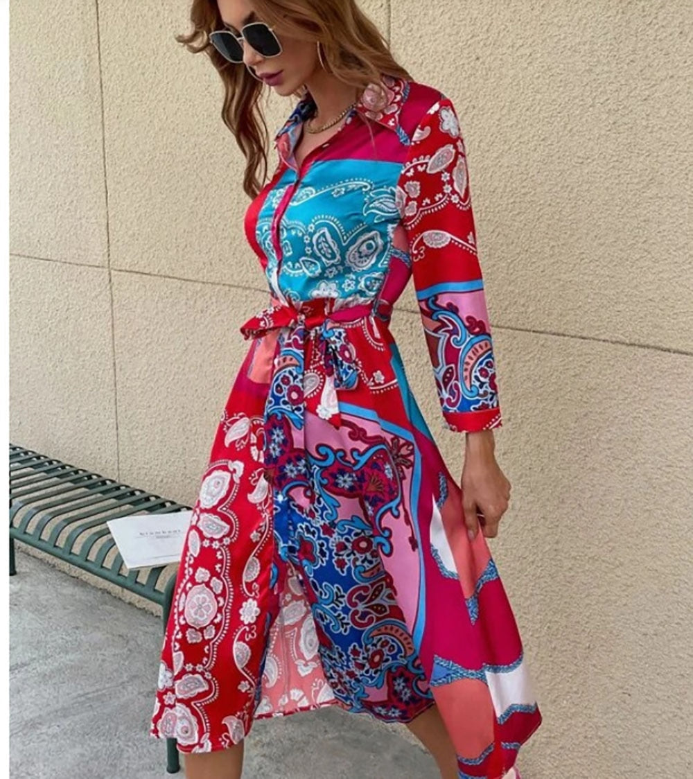 Dress with shirt in print