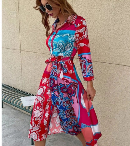 Dress with shirt in print