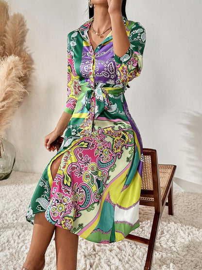Dress with shirt in print