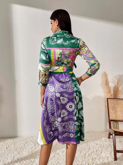 Dress with shirt in print