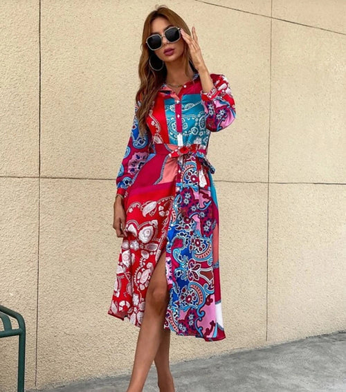 Dress with shirt in print