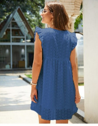 Dress with short ruffled sleeves