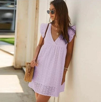 Dress with short ruffled sleeves
