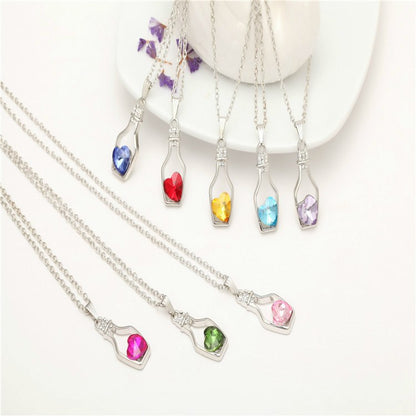 Drift Bottle Crystal Heart Necklace