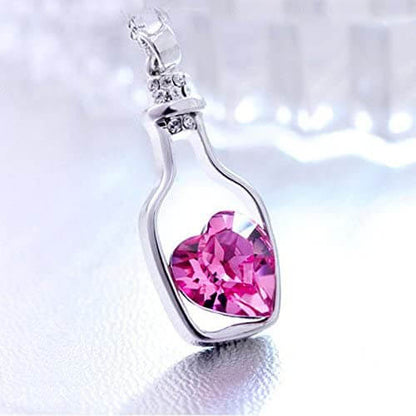 Drift Bottle Crystal Heart Necklace