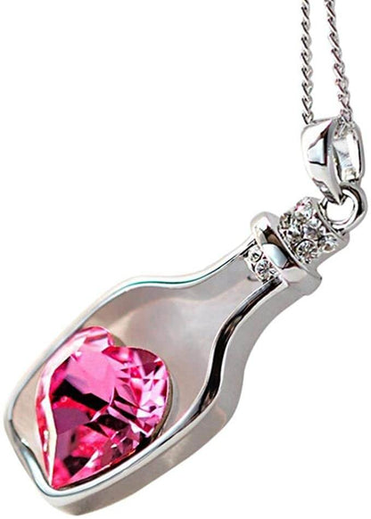 Drift Bottle Crystal Heart Necklace