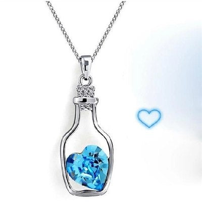 Drift Bottle Crystal Heart Necklace